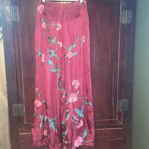Free People Floral Embroidered Wide-Leg Pants